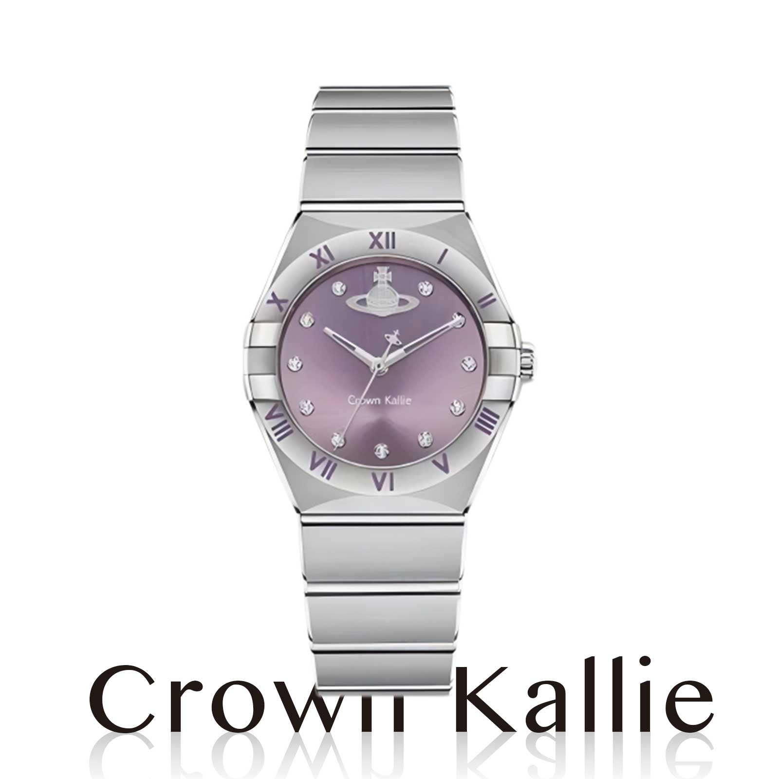【Crown Kallie】西太联名土星元素系列星座紫全自动女士腕表ck8118