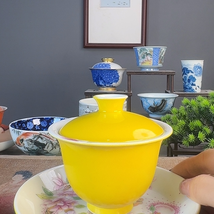 摆件景德柴烧茶杯多人