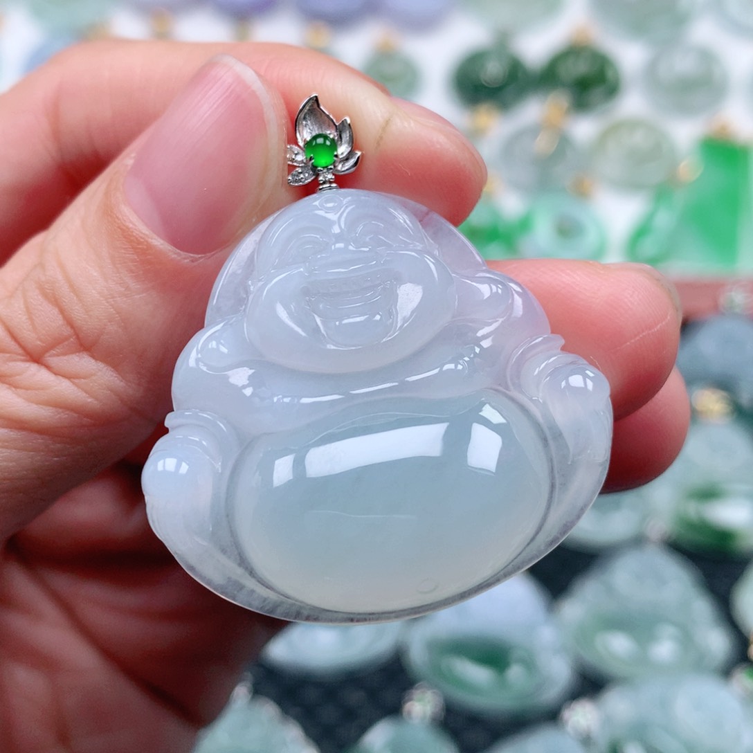 翡翠吊坠(不含链)18K金镶嵌