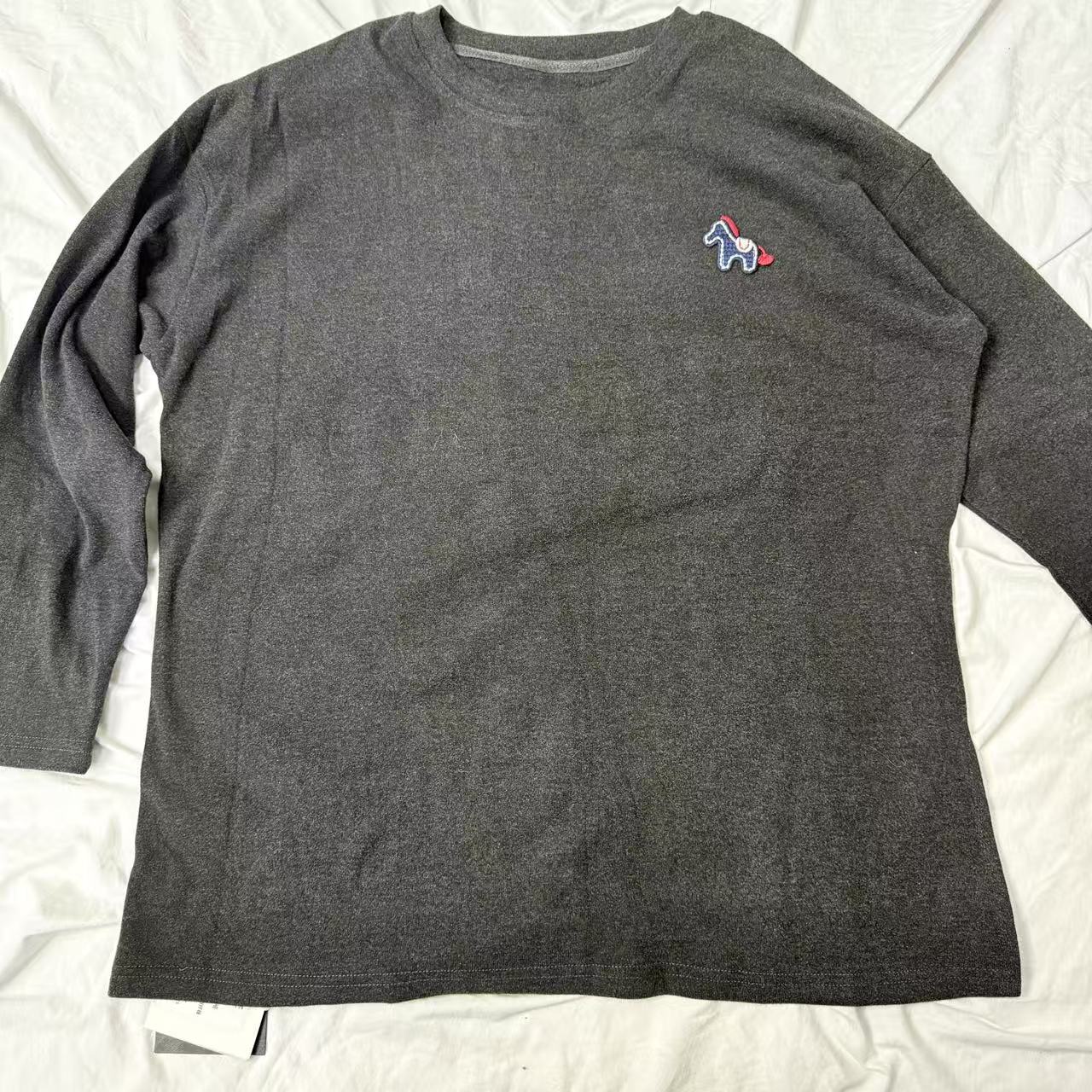 小马长袖半高领黑色大码休闲长袖T恤男装