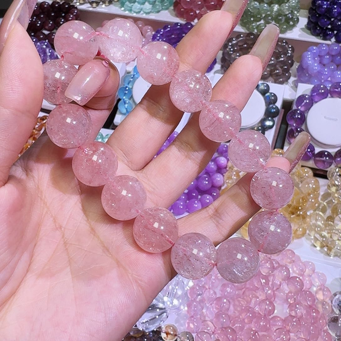小***场水晶手链未镶嵌粉阿塞15
