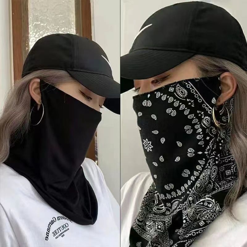 开车骑行防晒面罩全脸防紫外线挂耳护颈脖子一体网红遮阳脸罩面纱
