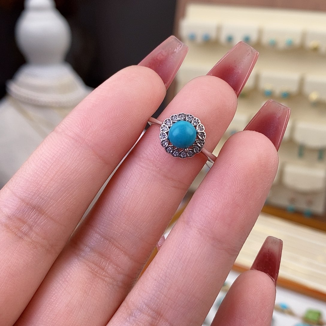 绿松石戒指银S925镶嵌