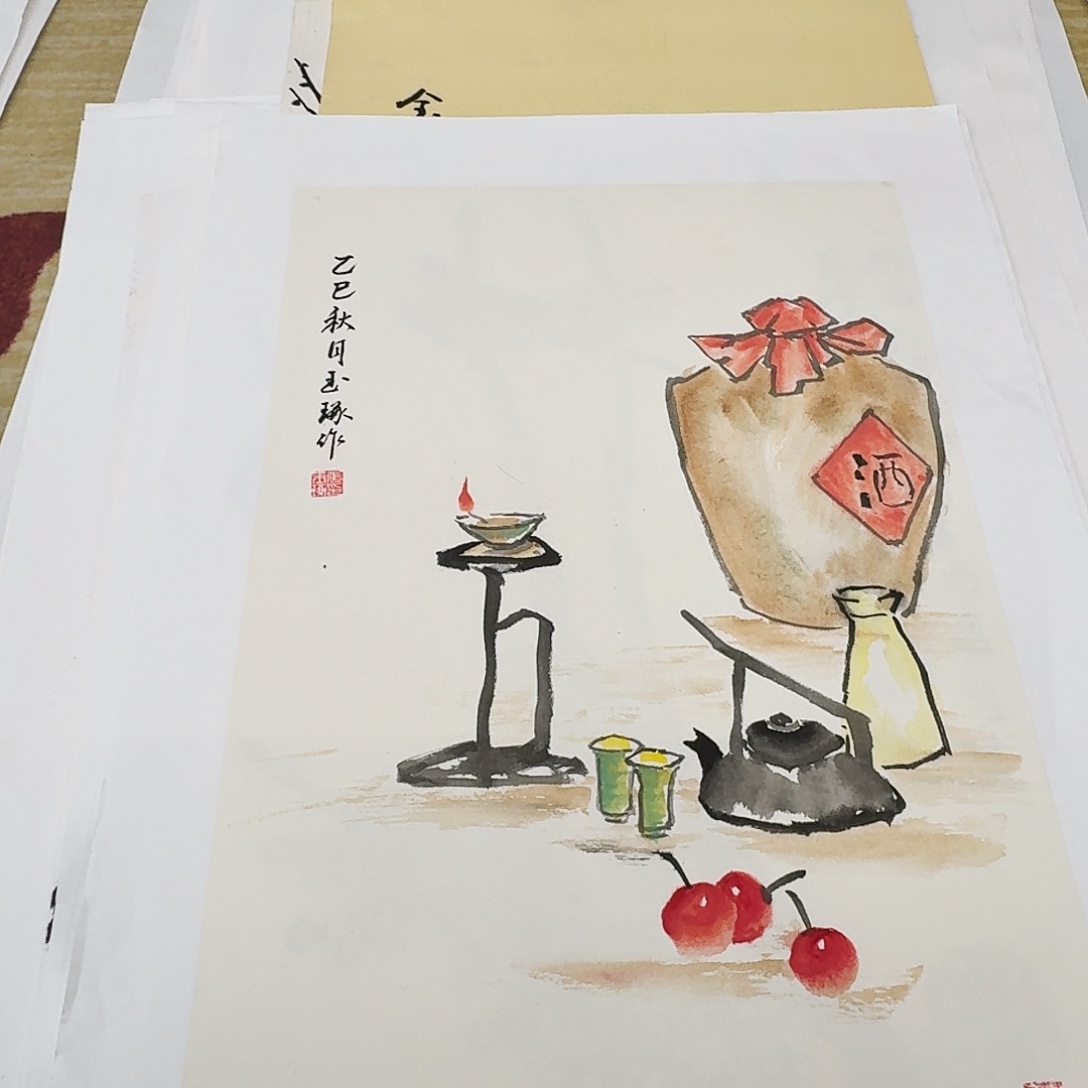 国画四尺三开手绘做哦