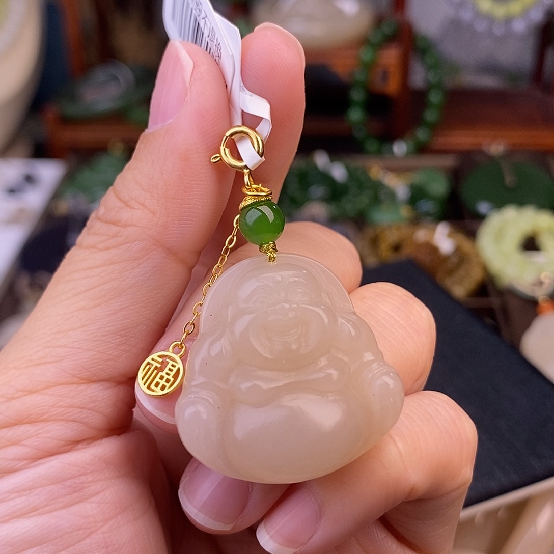 和田玉熟藕粉老料清货价佛公未镶嵌