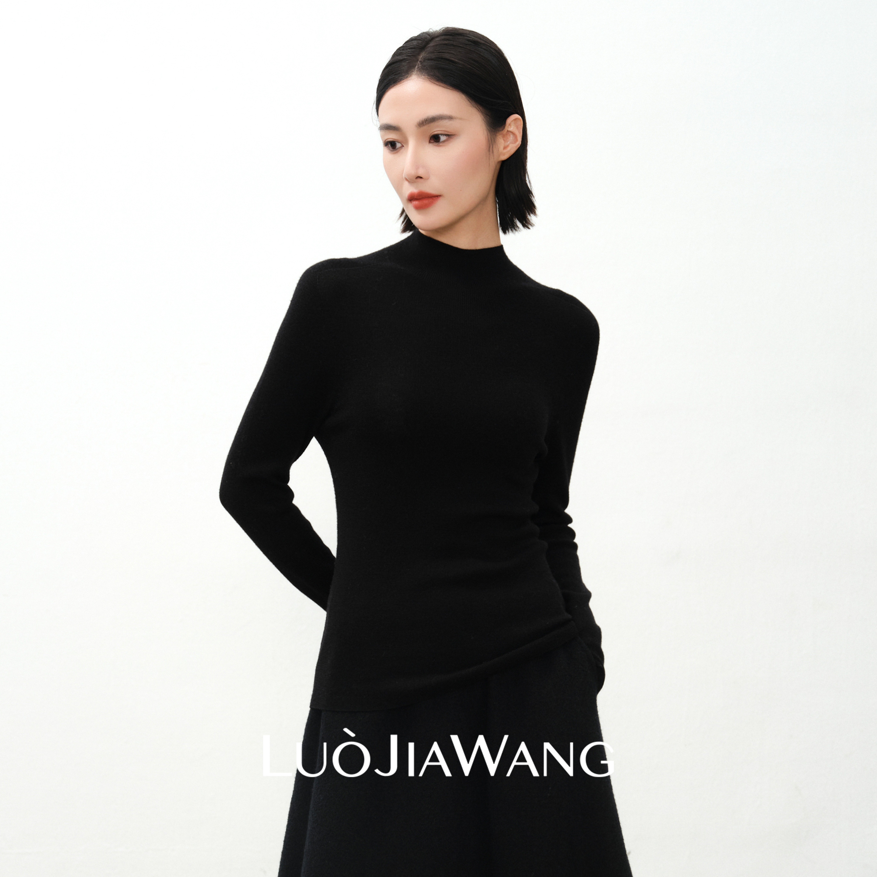 100%羊毛高领半高领防风保暖针织打底衫上衣LUOJIAWANG【修身内搭】