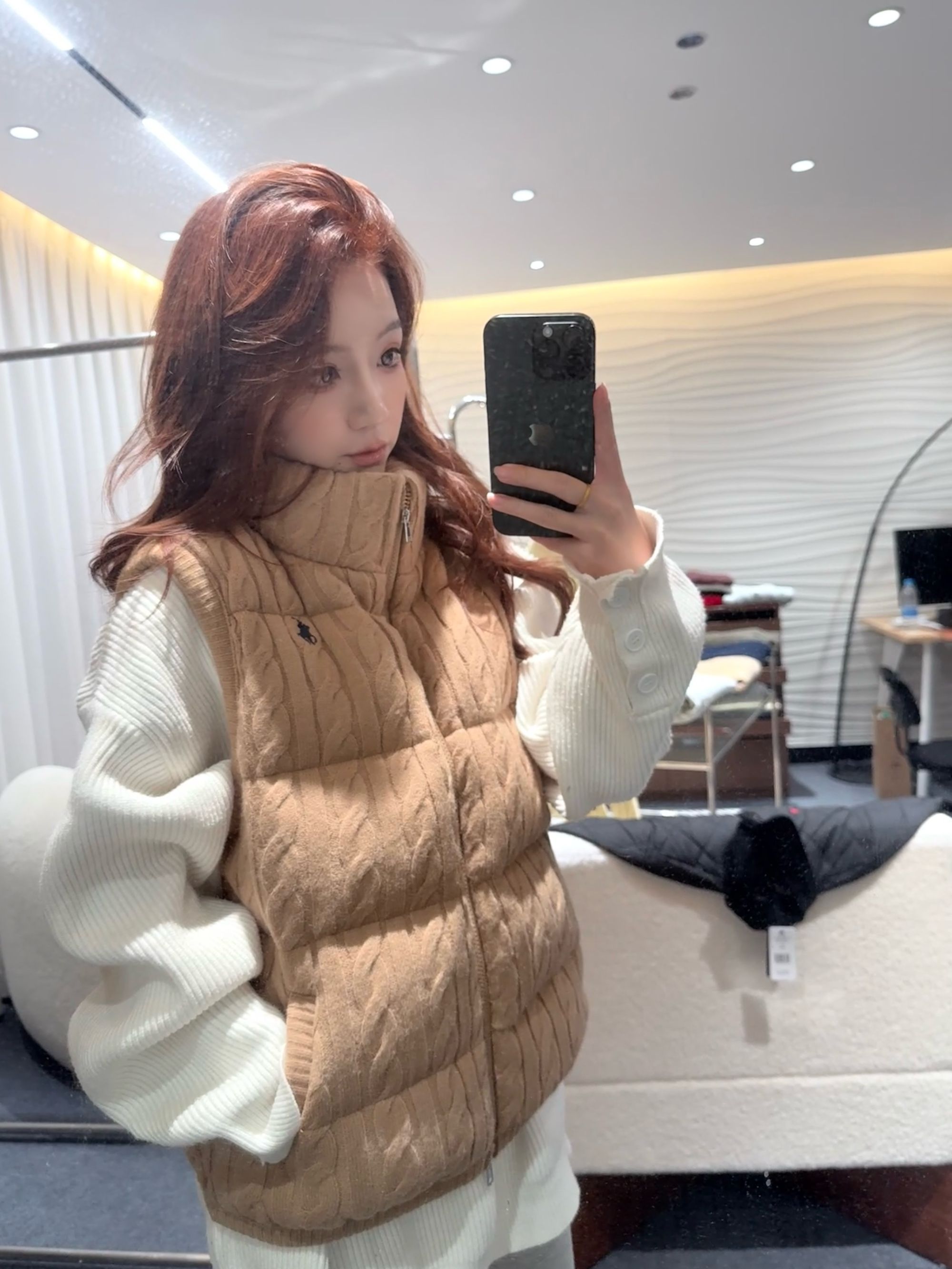  【容姨】秋冬季立领拉链羽绒服马甲外套刺绣绞花针织无袖男女同款