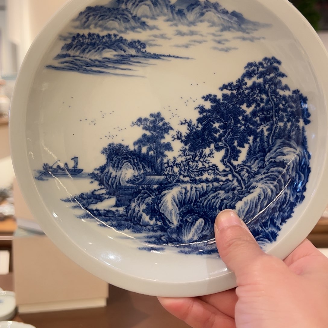 钟家窑钟沛游钓图山水壶承