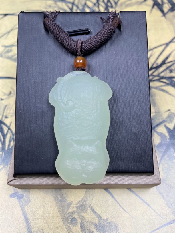 天然岫玉，小猫挂件