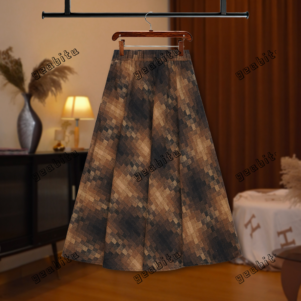 【夏夏】2025新款秋冬百搭气质A字格纹复古半身裙高腰D8327