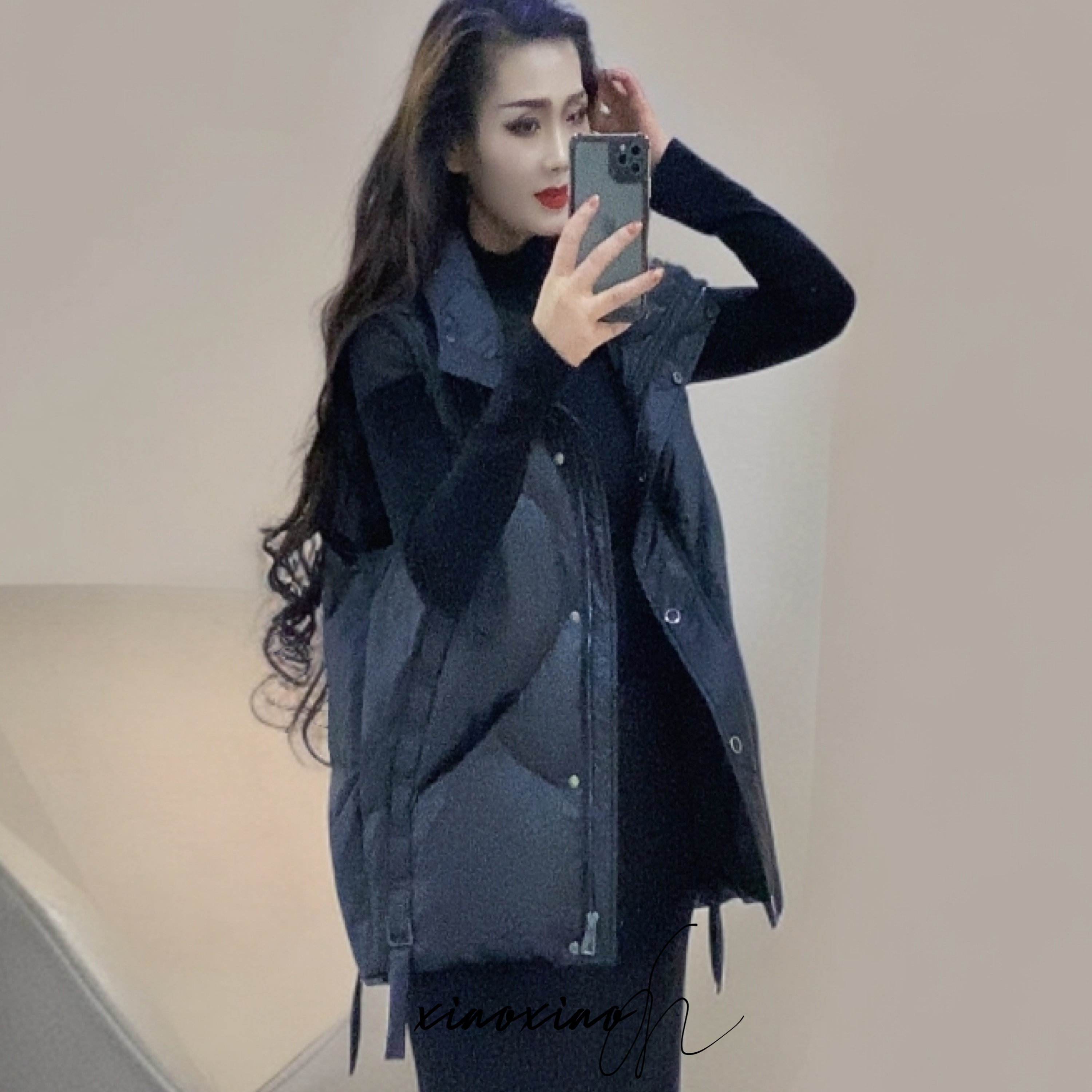 宽松设计师时尚女款鹅绒马甲羽绒服5DA2C6852D