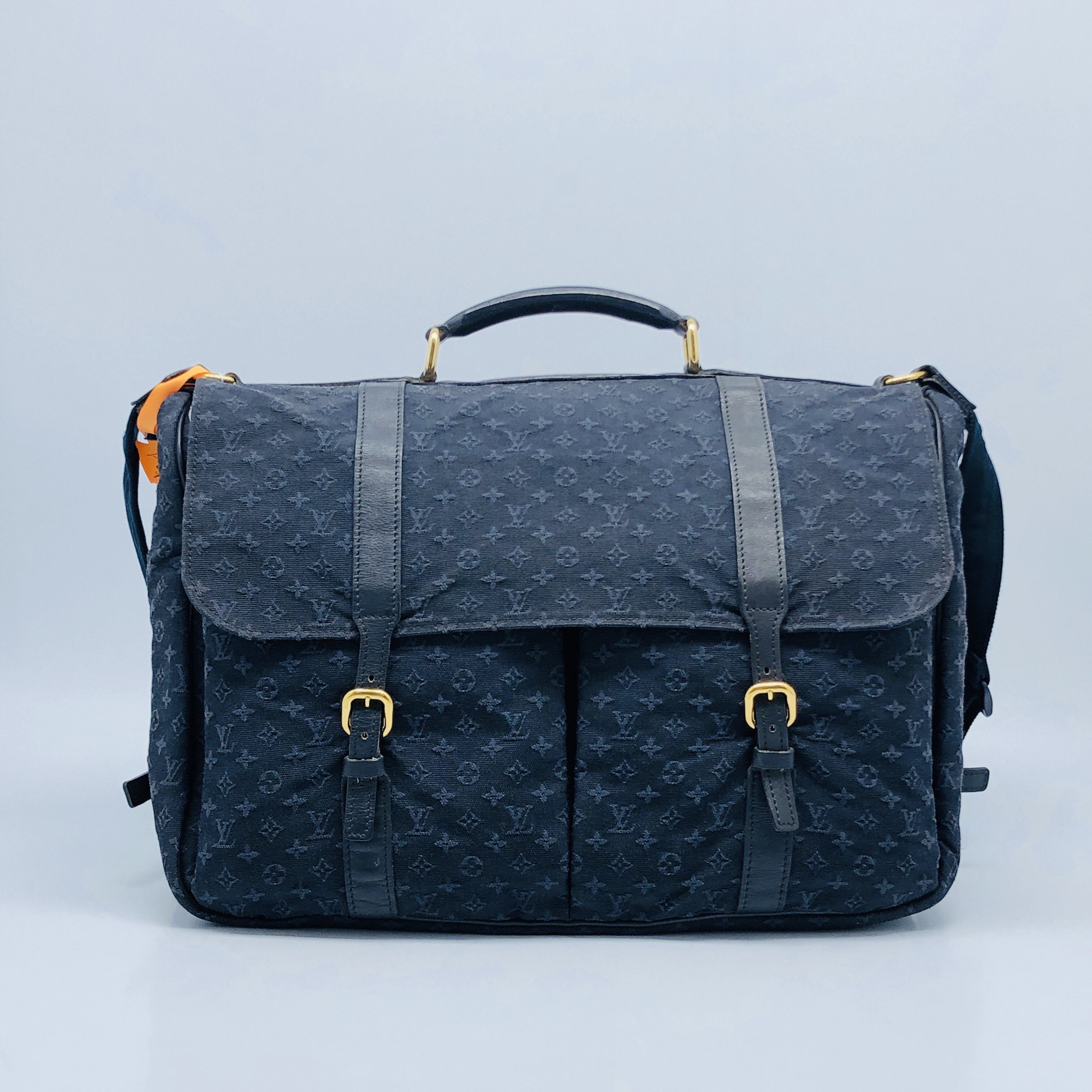 99新 LouisVuitton/路易威登 牛仔丹宁狩猎手提单肩包/4639 98新