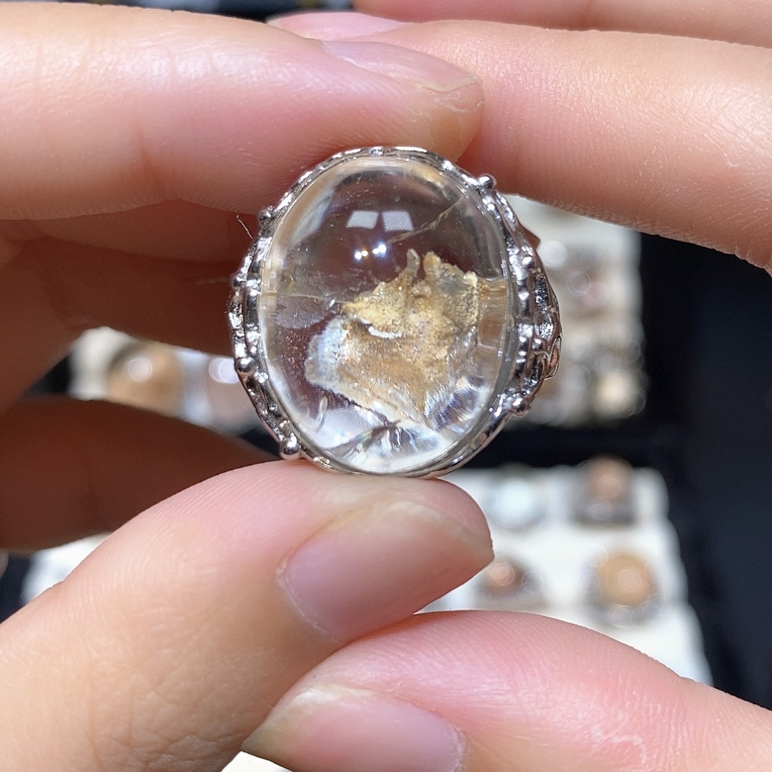 银S925镶嵌戒指水晶