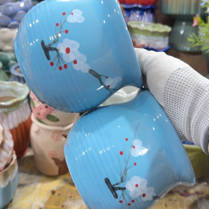 凑9块包邮，有孔，陶瓷花盆