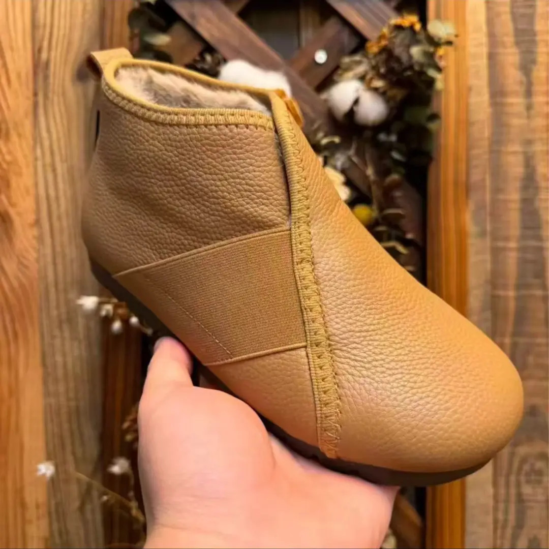 【清货现货+运费险】雪地靴女2025真皮真毛一脚蹬加绒保暖女棉靴【J】