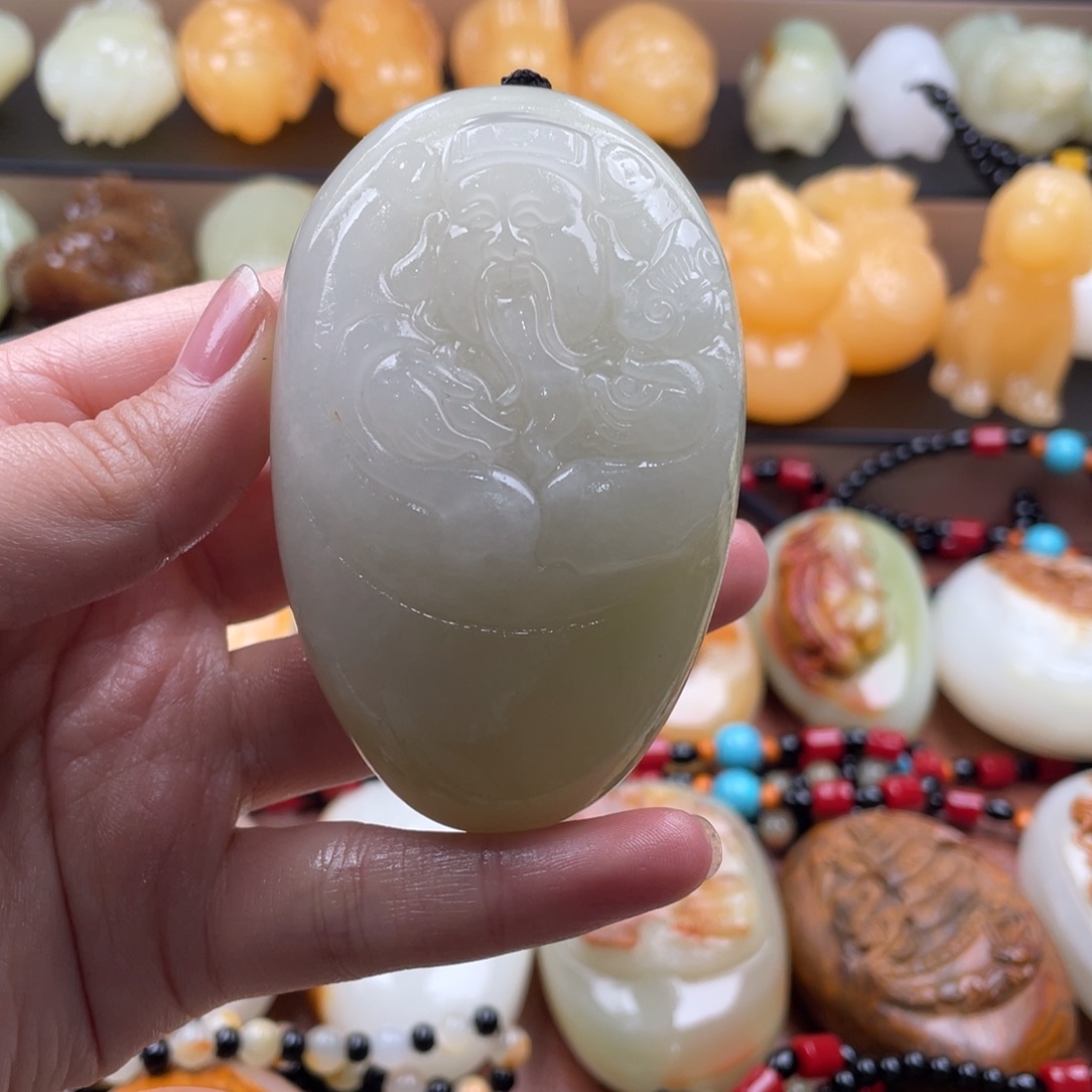 月***风石材天然古青石手把件