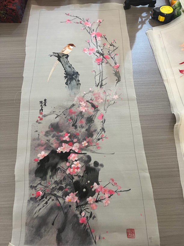 【四条屏】尺寸30cm*80cm苏绣绣片，非遗纯手工苏绣屏风挂画装饰画