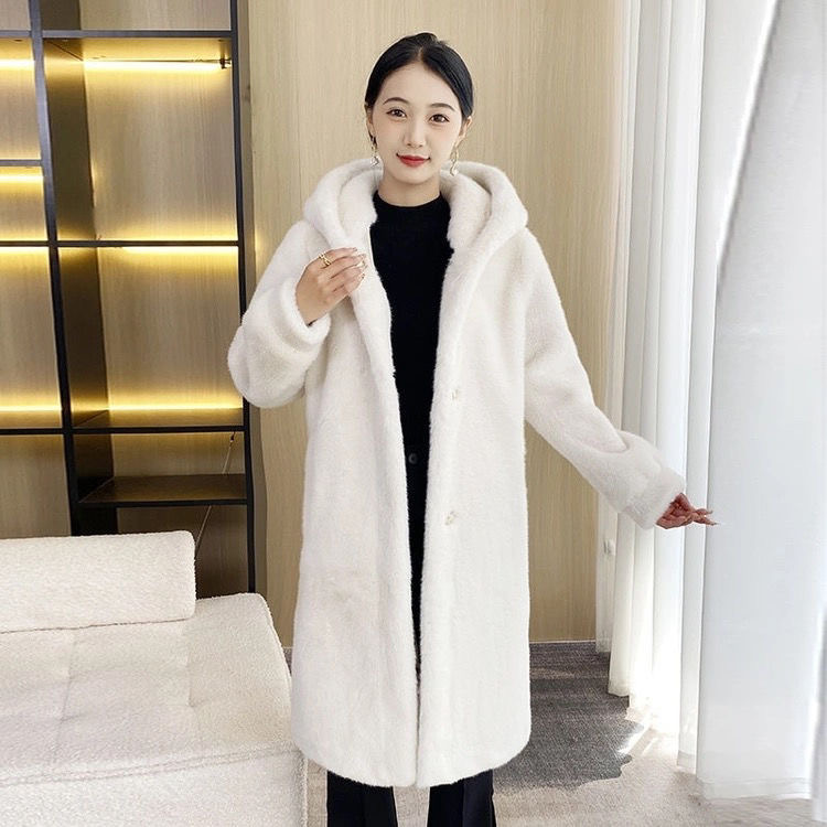 1803款2024年新款时尚豹纹带帽中长款大衣