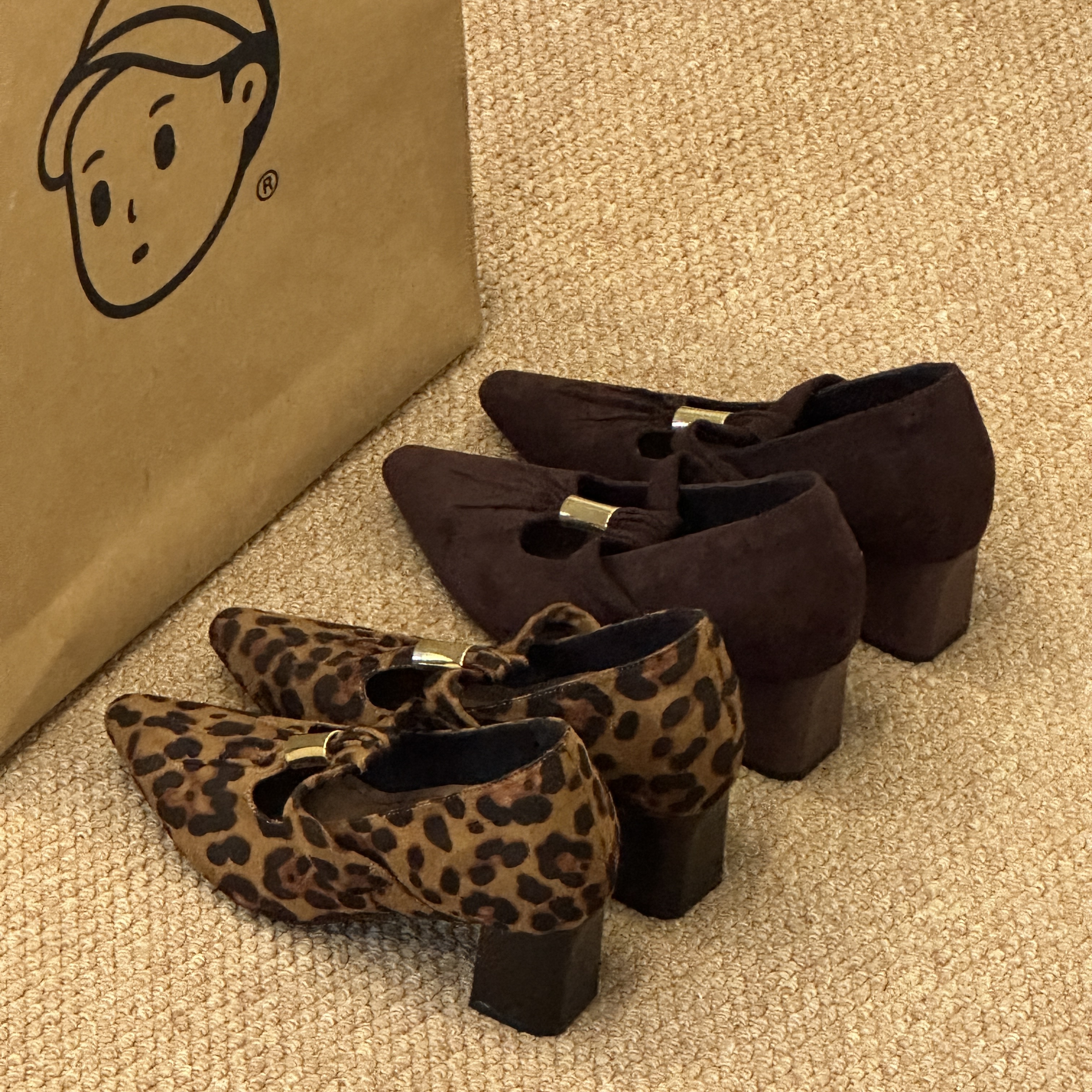 晚睡兰·内增高10cm豹纹软底时髦丁字带豹纹玛丽珍粗跟秋冬鞋子