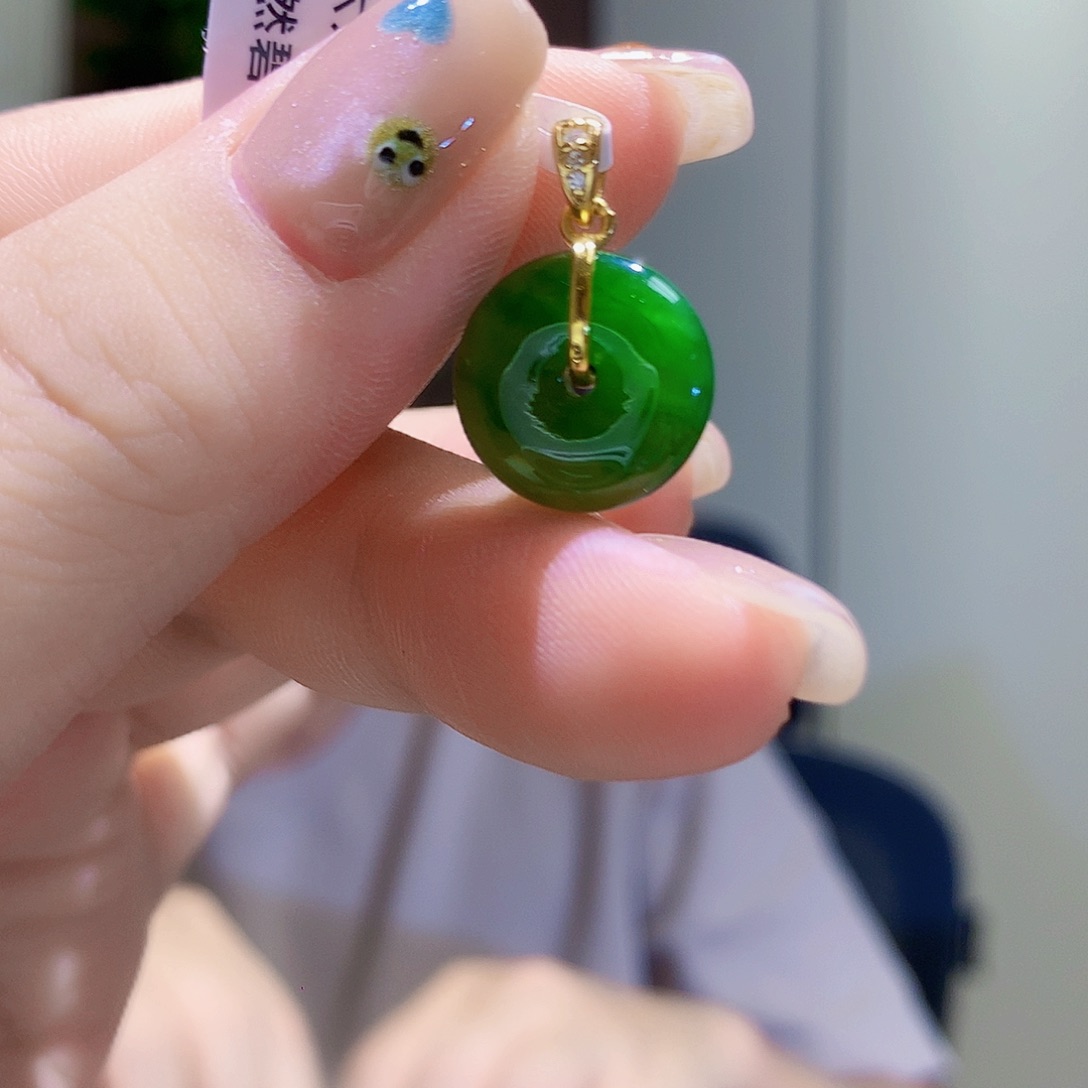 和田玉（碧玉）银S925镀金镶嵌颈饰