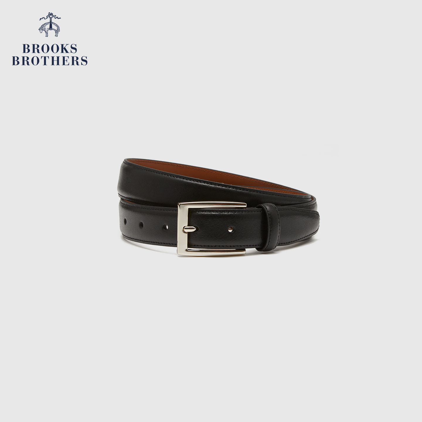 Brooks Brothers/布克兄弟男士25新品剖层牛皮革金色方头搭扣皮带