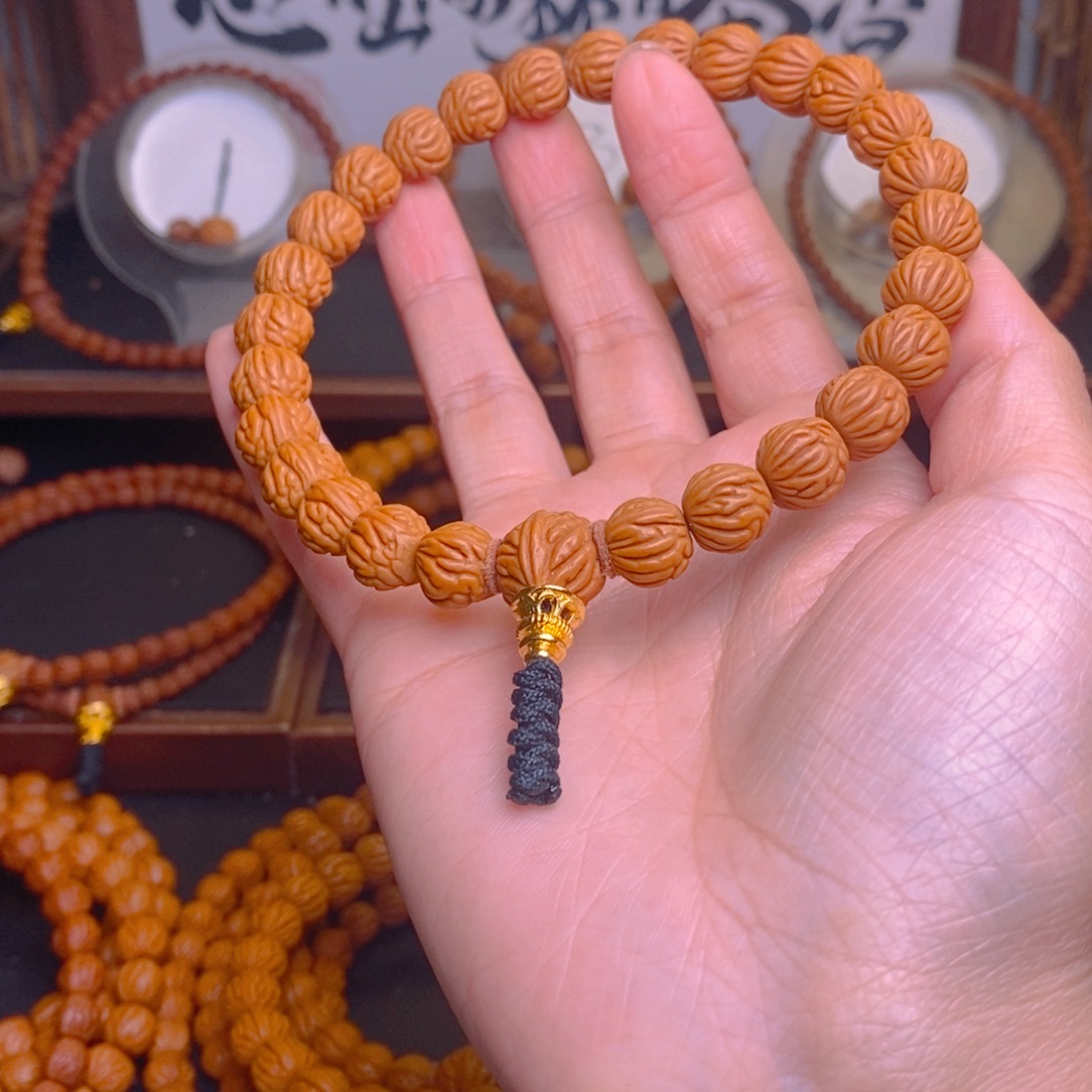 浓***啡桃核手串龙文桃核11