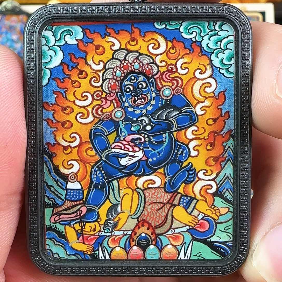 吊坠黑财神热贡手绘