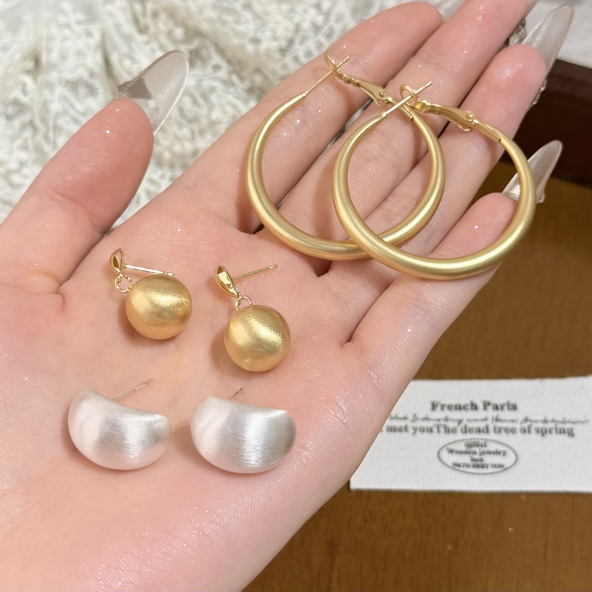 铜合金耳饰 日韩几何形ins风轻奢设计感耳钉拉丝高级日常通勤耳钉