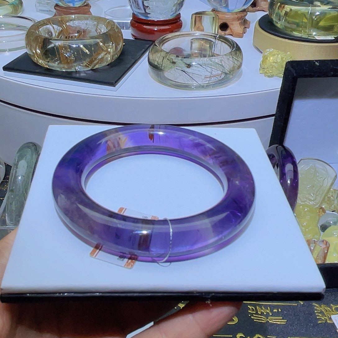 水晶手镯未镶嵌天然紫水晶52➕