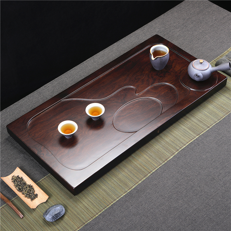 整块黑檀木茶盘实木茶海公司家用客厅简约排水功夫茶具木托盘茶台