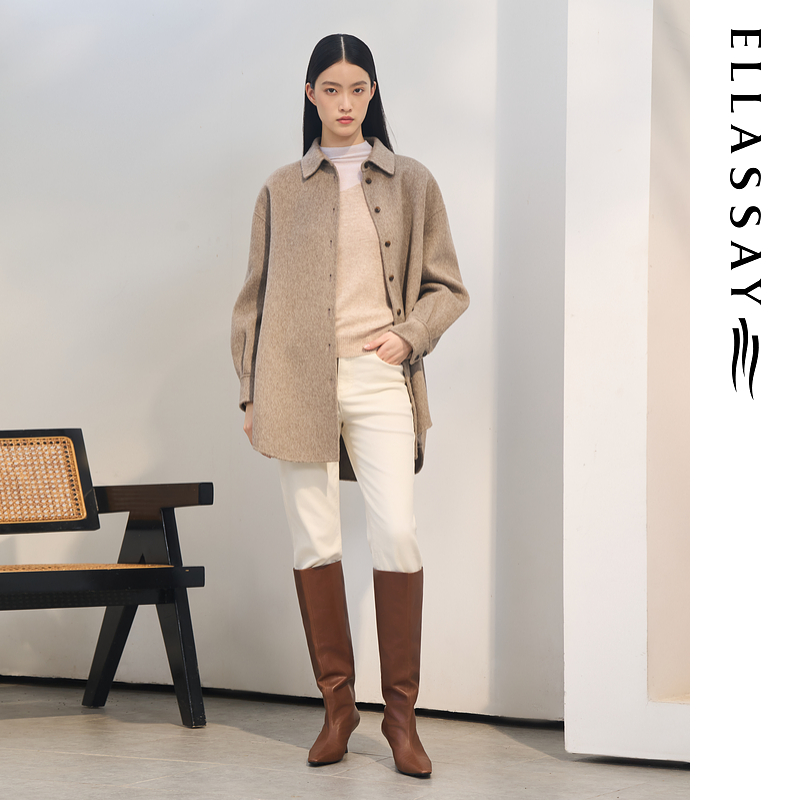 ELLASSAY歌力思2025秋季新款绵羊毛气质毛呢大衣女EWD364D00600