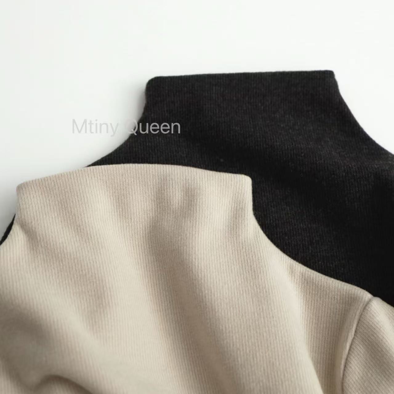 儿童长袖打底衫极简风纯色磨毛亲肤T恤半高领秋冬半高领韩版套头