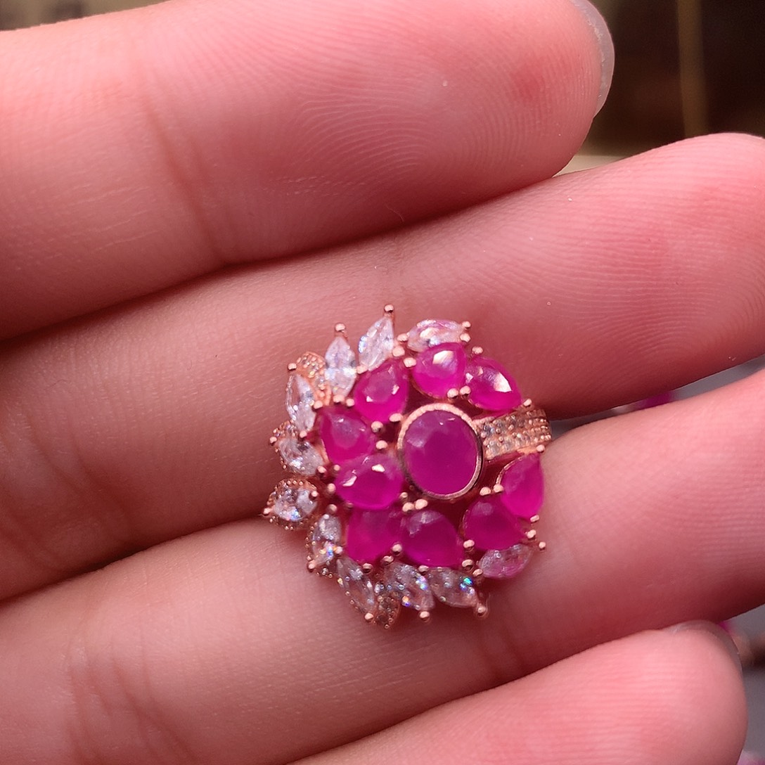 红宝石戒指银S925镶嵌