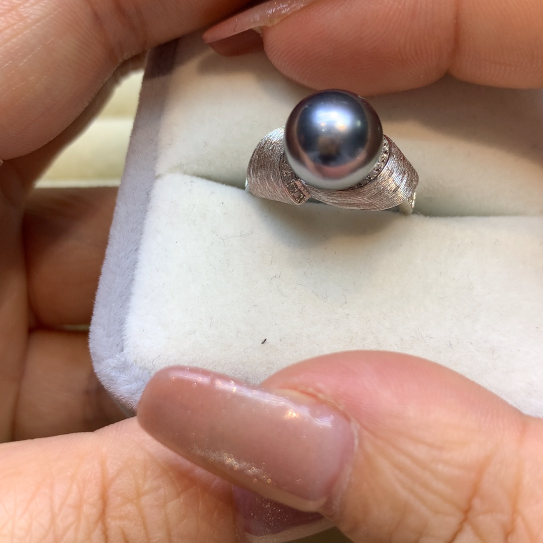 银S925镶嵌戒指海水珍珠