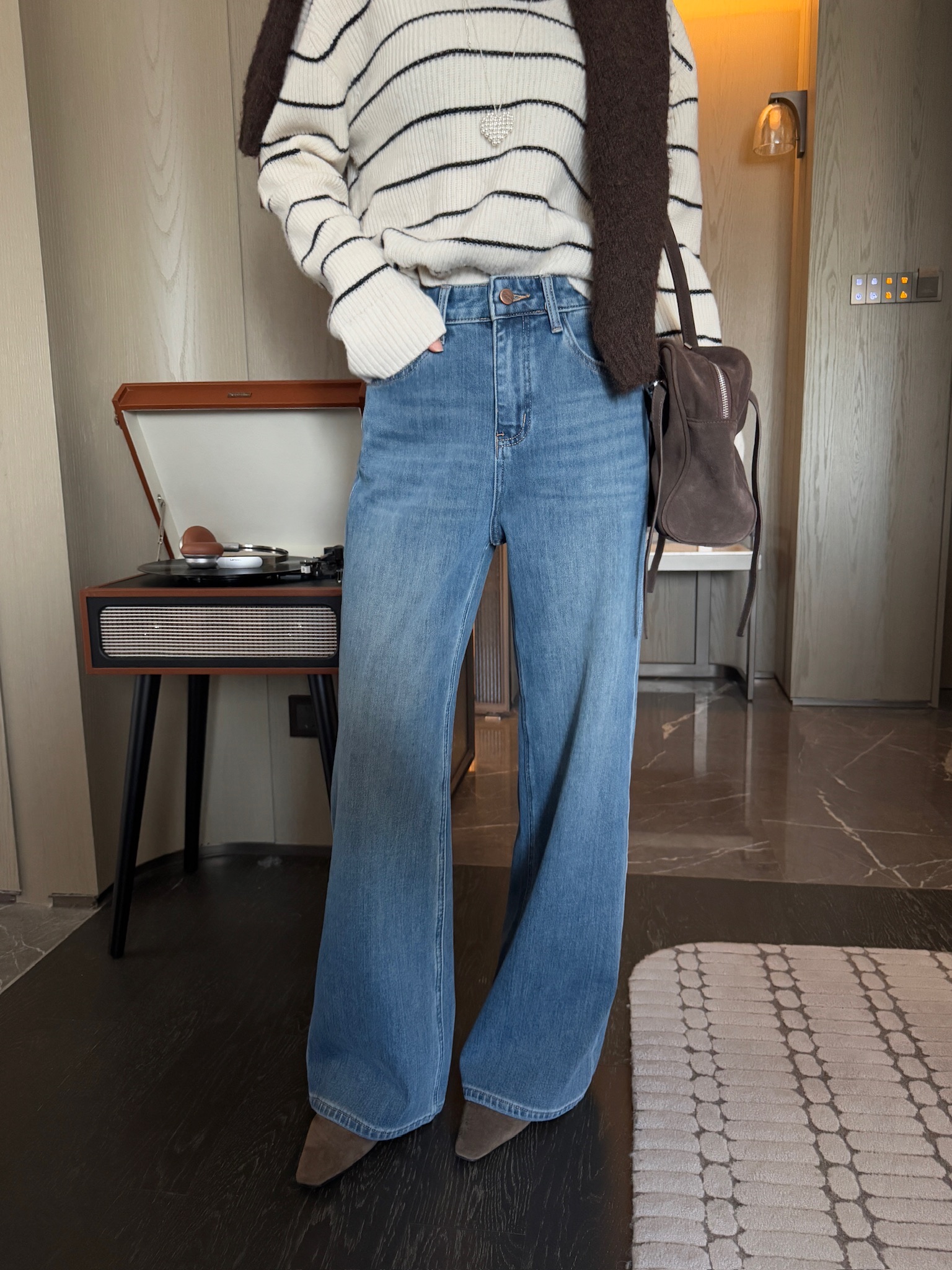 温柔瑶-GD冬季福利-加绒韩系四面弹阔腿裤-5991（裤长98腰围64）