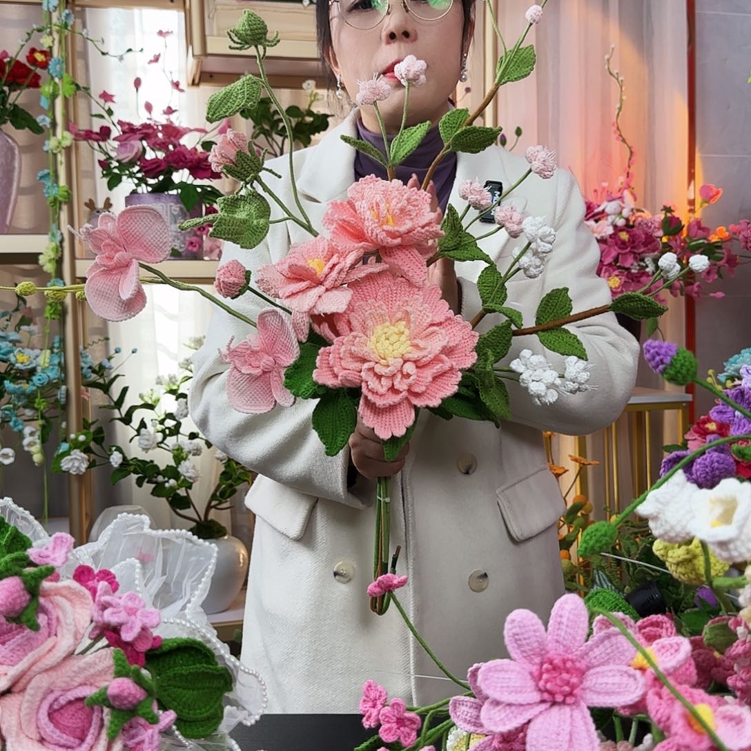 纯手工钩织钩织花束