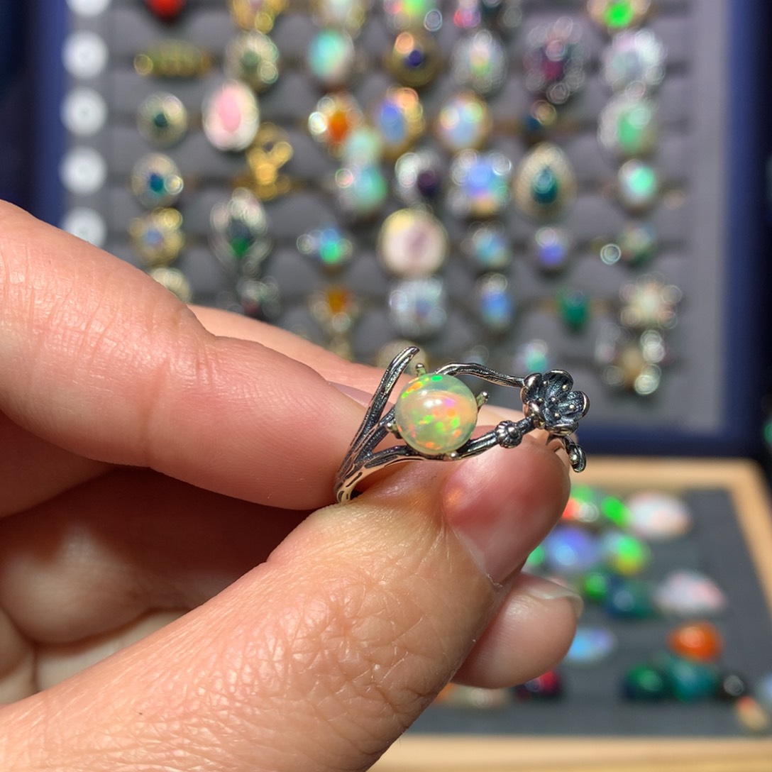 欧泊戒指款式银S925镶嵌