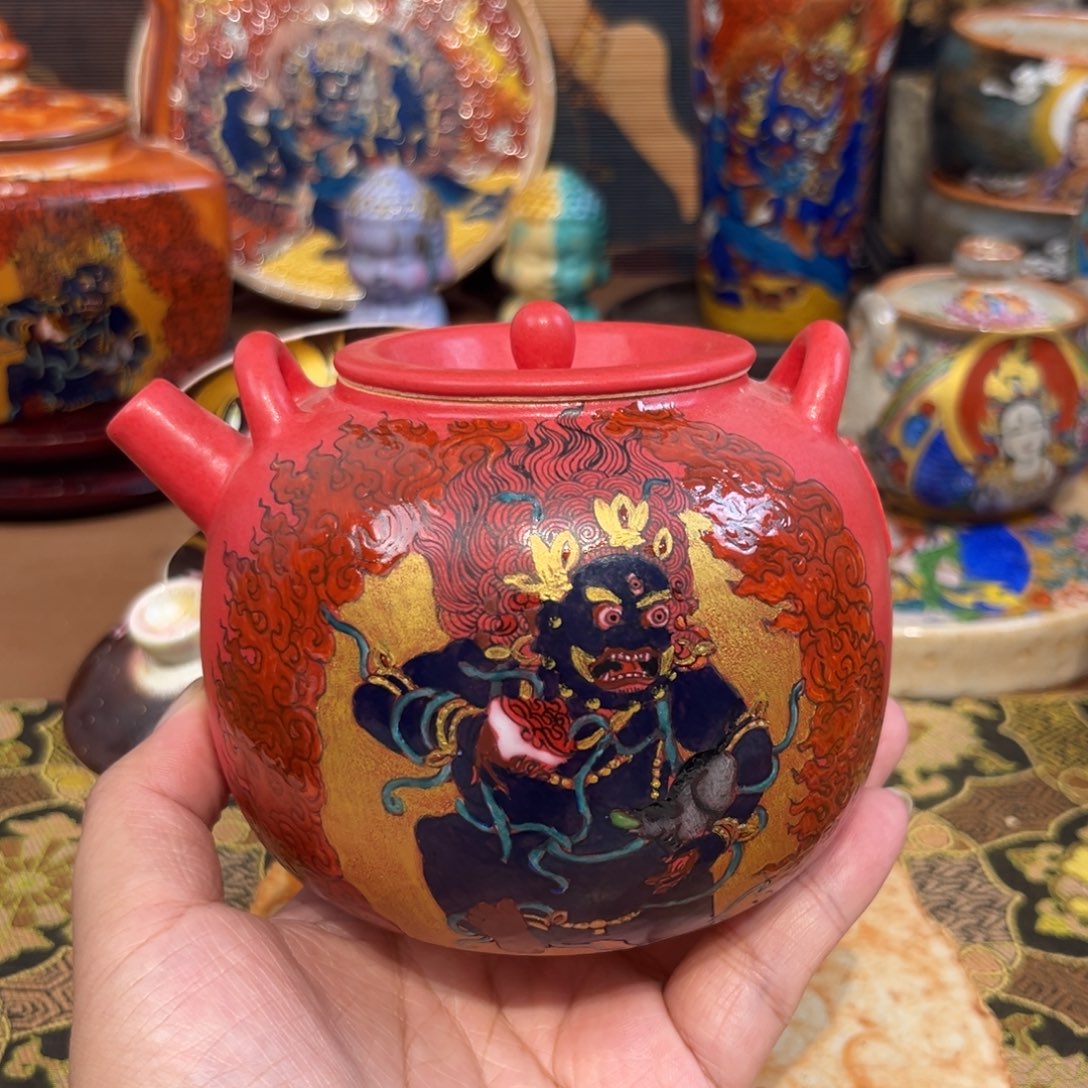 诺****妈手工手绘黑财神壶2222