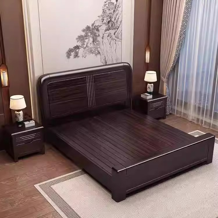 新中式紫金檀木实木床小户型家用大床主卧室储物轻奢气压简约