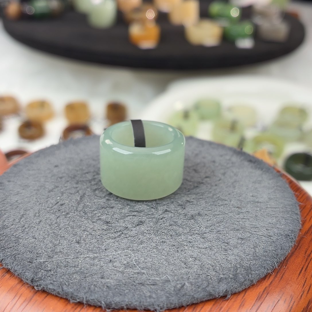 和田玉未镶嵌戒指b40冰蓝圆切15.1不退换