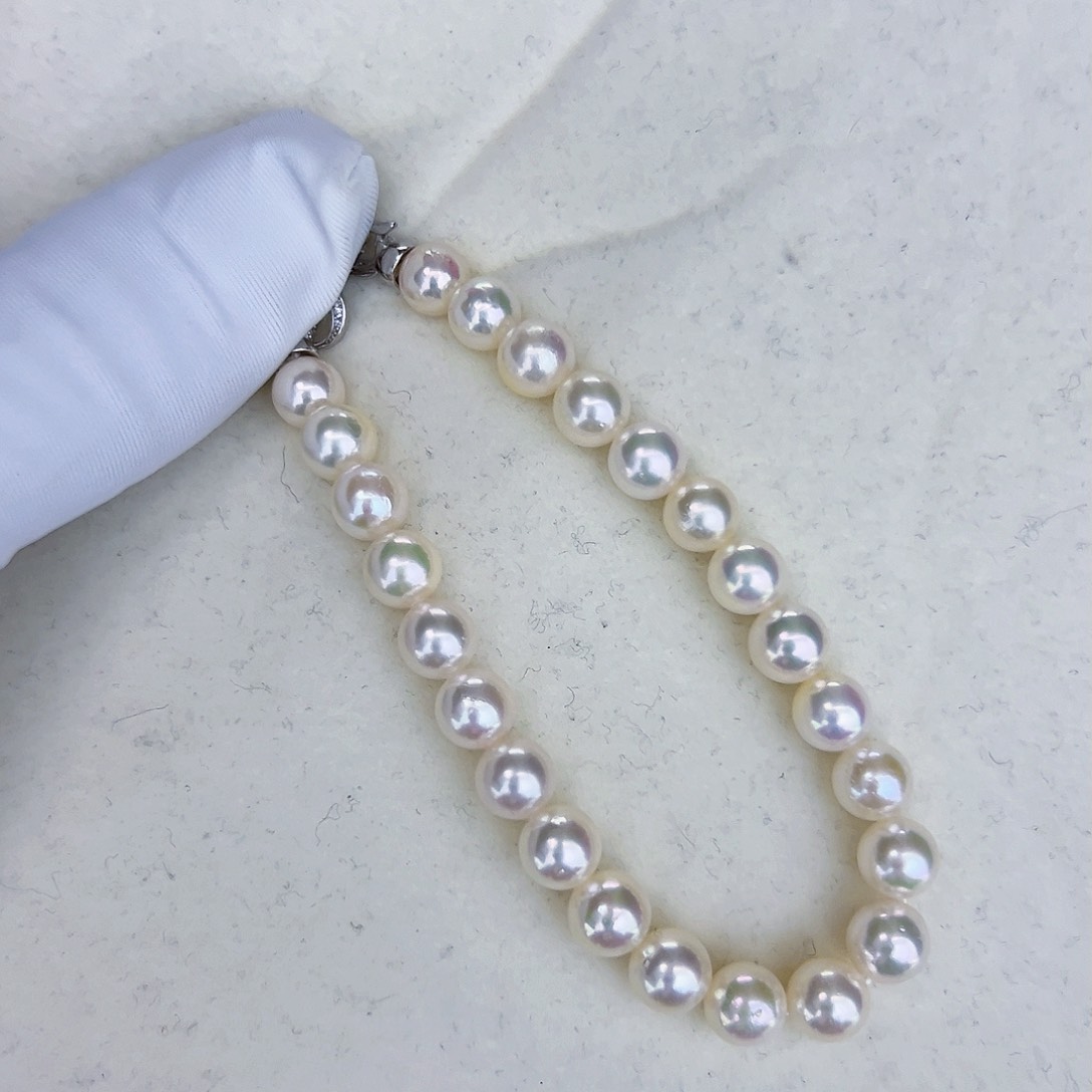 海水珍珠海水akoya满珠手链6-7mm银S925镶嵌