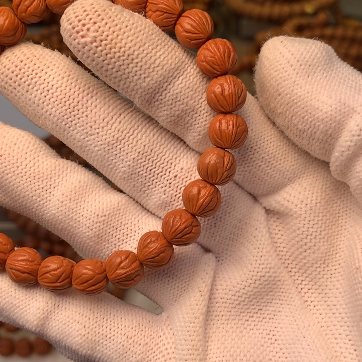 晴***里桃核手串秦岭龙纹