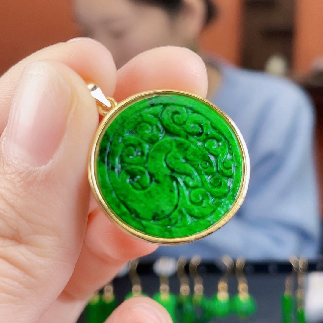 翡翠银S925镶嵌耳饰