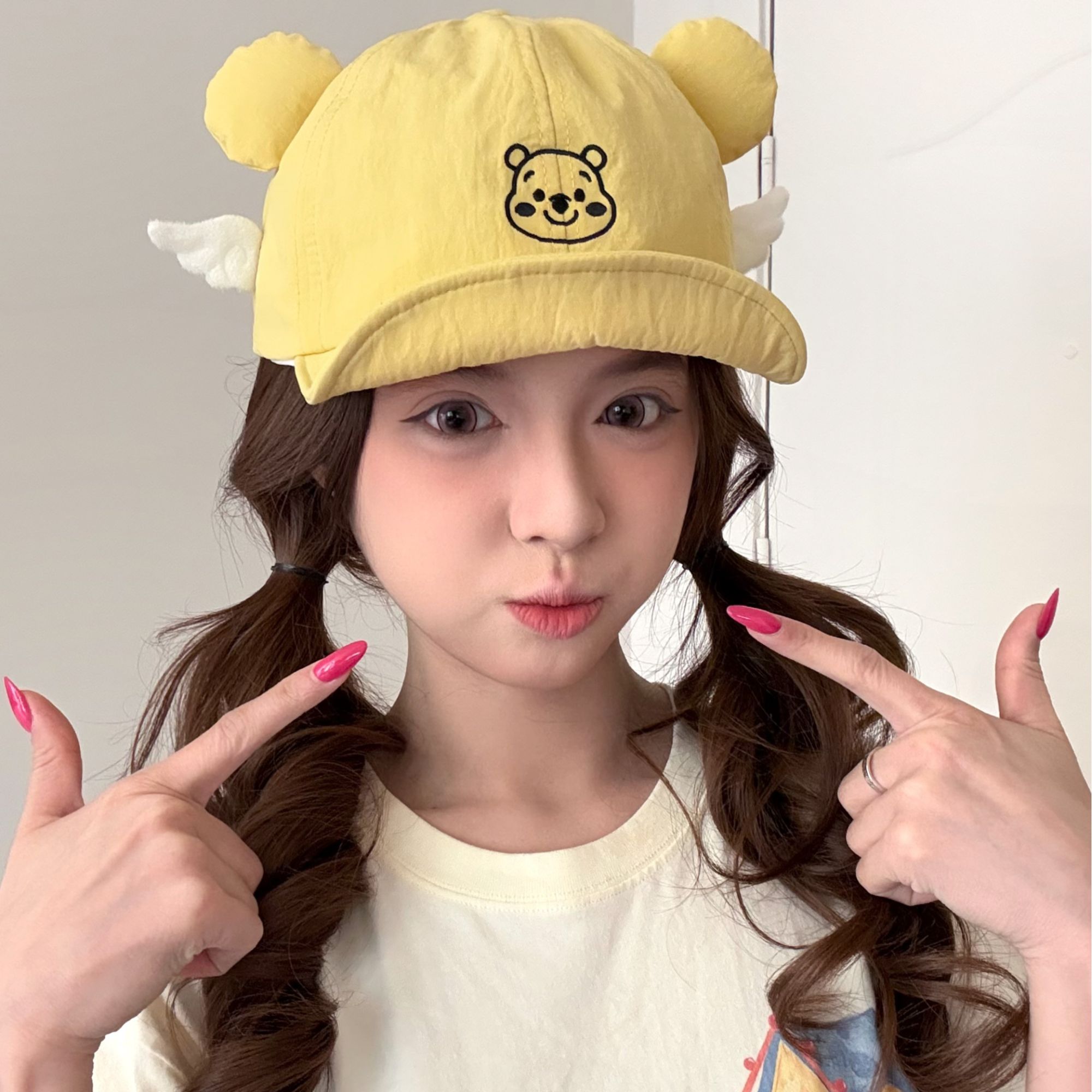 维尼熊翅膀可爱卡通小可爱造型显脸小女生鸭舌帽春夏季百搭遮阳帽
