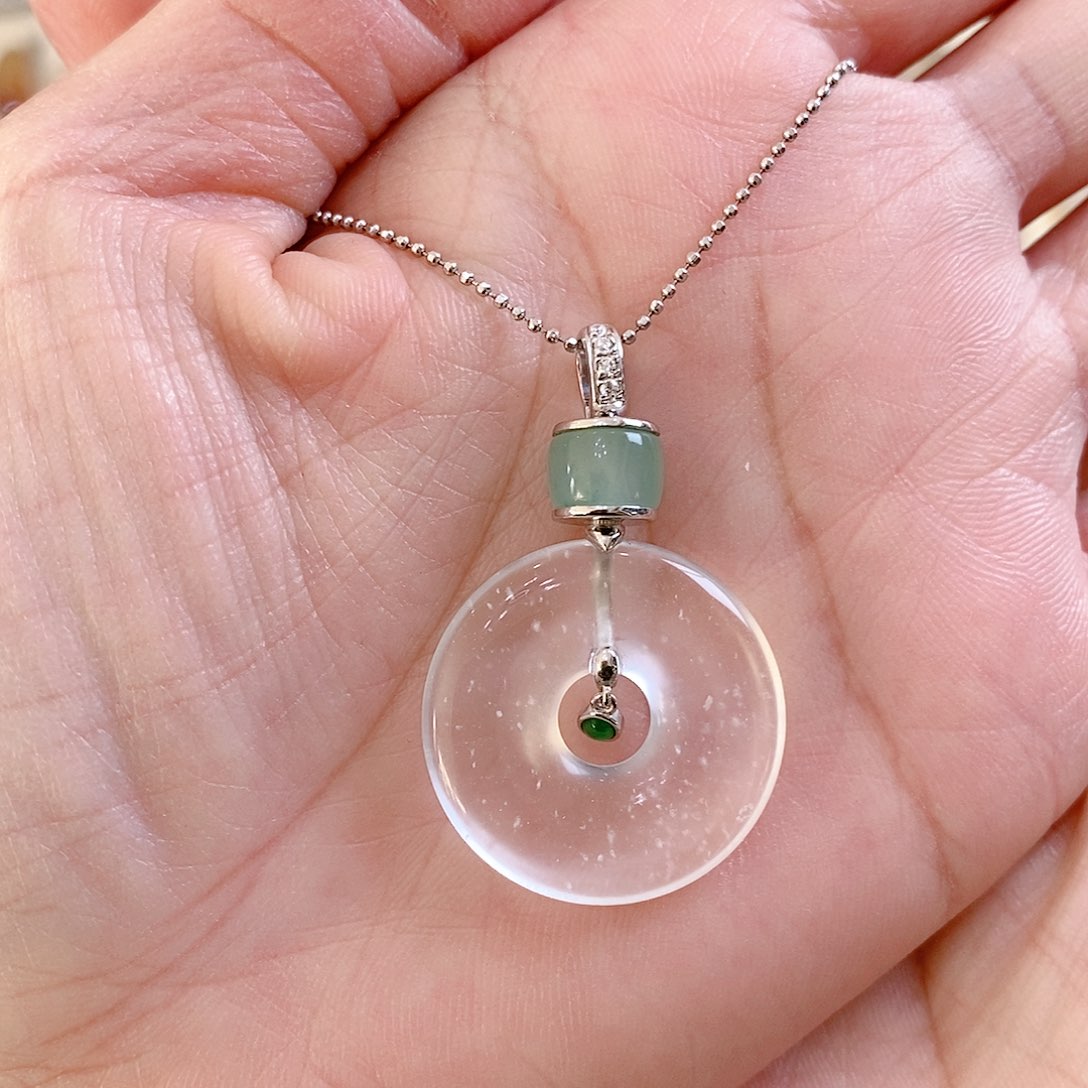 石英质玉吊坠(赠链)银S925镶嵌