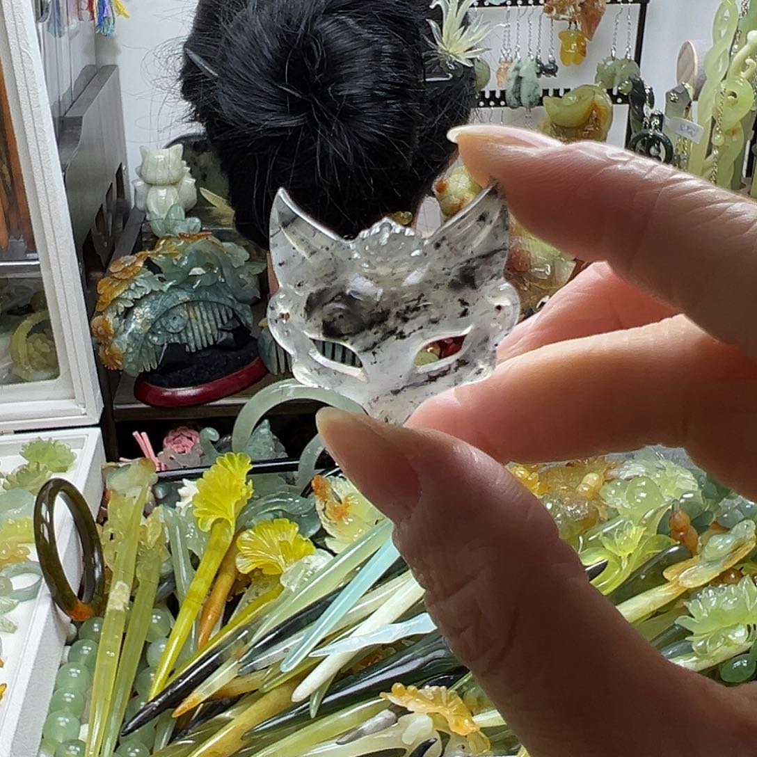蛇纹石玉发饰合金