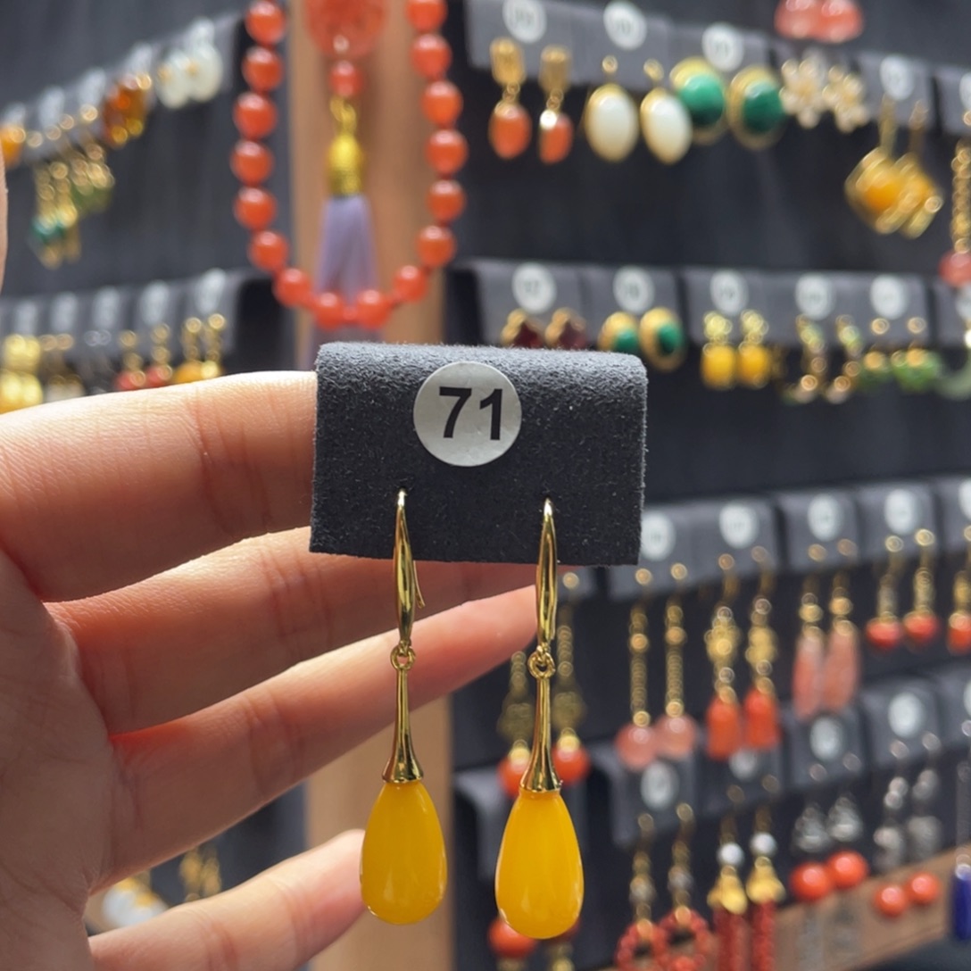 咪***三蜜蜡银S925镶嵌耳饰71号