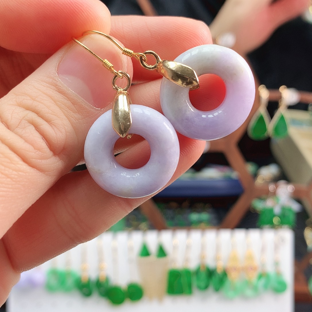 翡翠耳饰银S925镶嵌耳饰