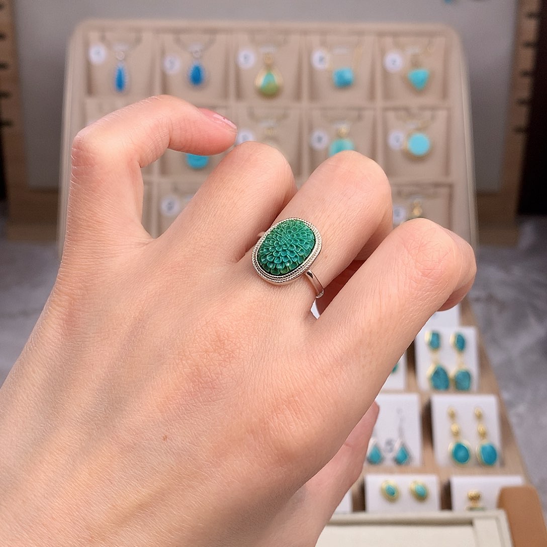 绿松石戒指银S925镶嵌