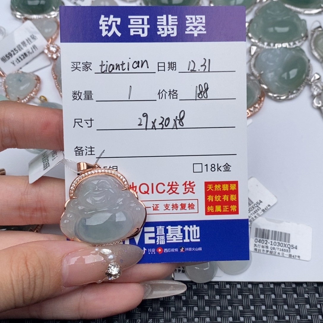 t***n翡翠银S925镶嵌颈饰